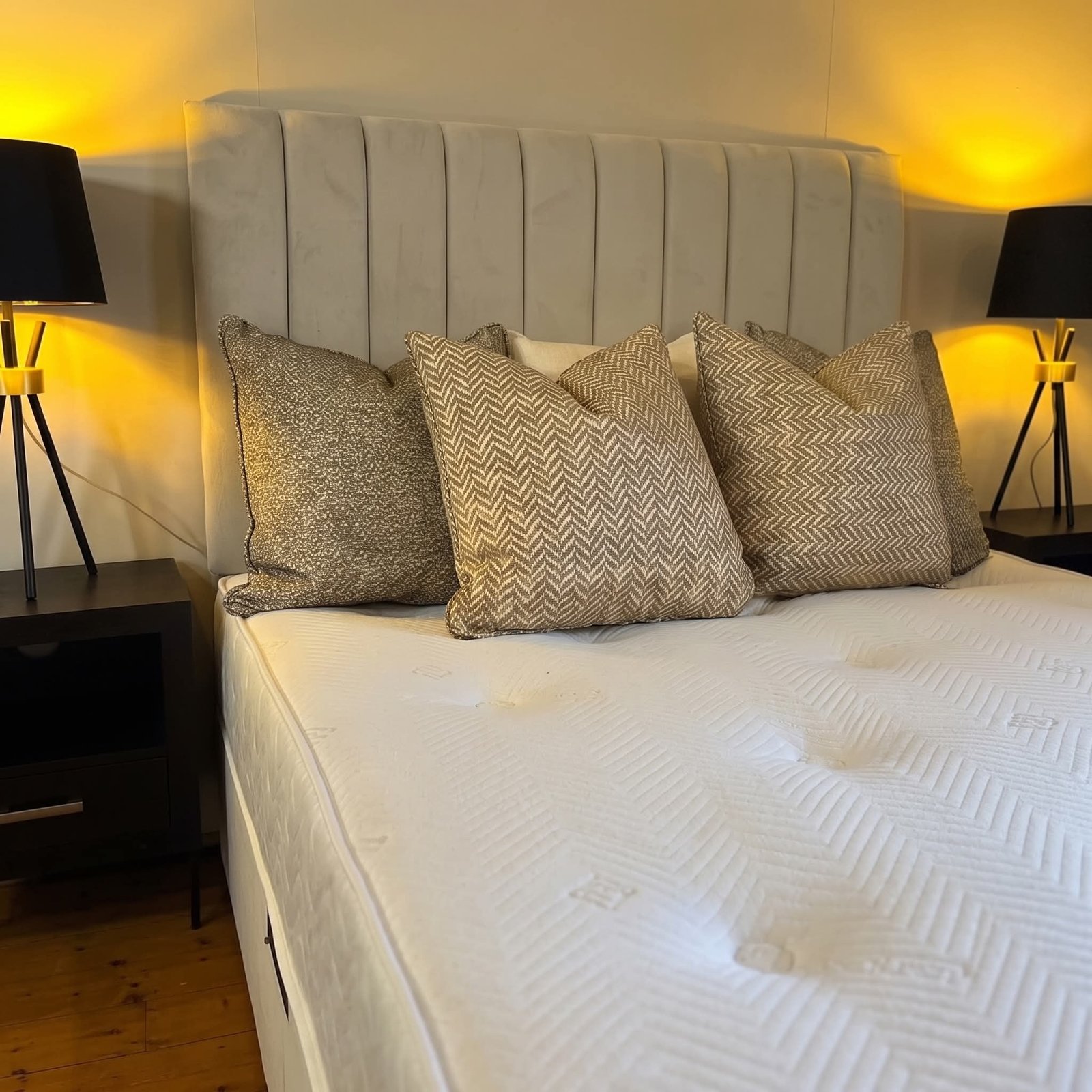 Double Ottoman Divan Bed Set with Orthopaedic Mattress & Vertical Panelled Headboard - Image 5