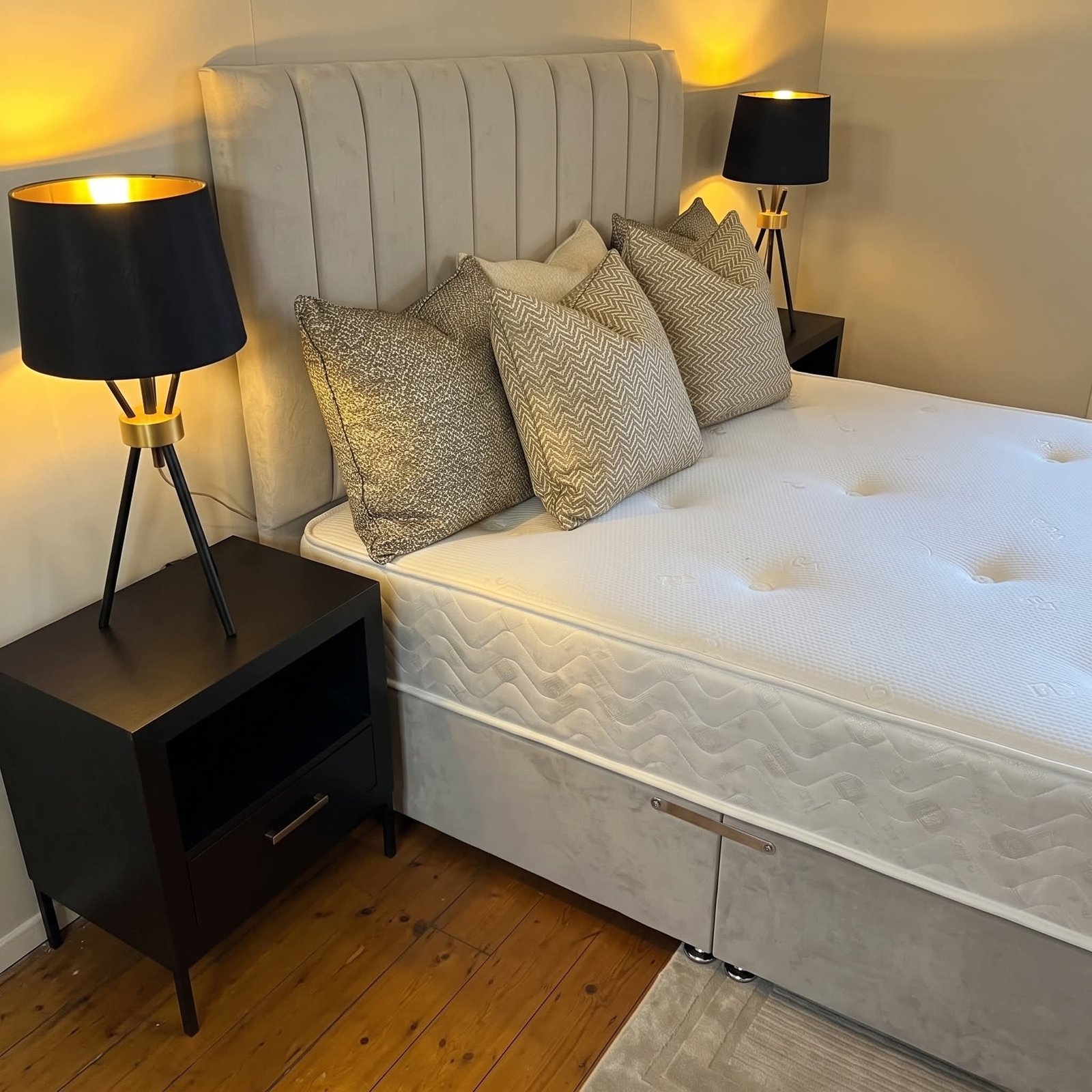 Double Ottoman Divan Bed Set with Orthopaedic Mattress & Vertical Panelled Headboard - Image 4