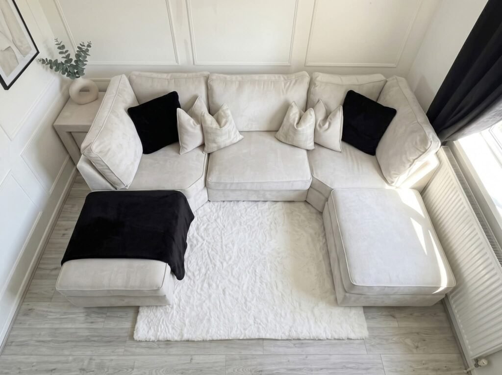 Luxury U-Shaped Velvet Corner Sofa with Double Chaise