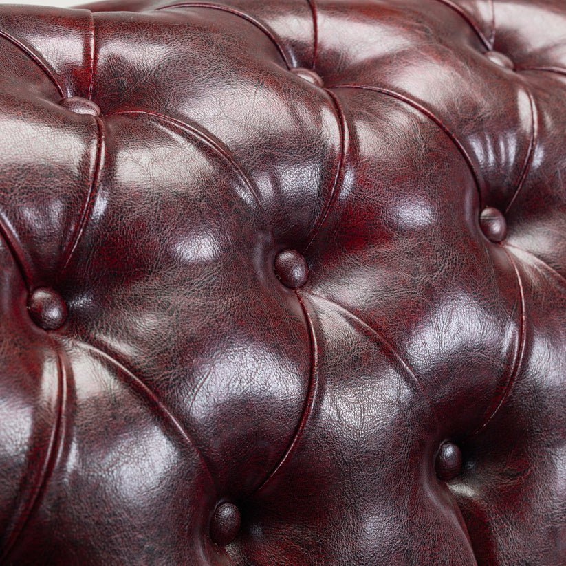 Classic Oxblood Antique Leather 3-Seater Chesterfield Sofa - Image 4