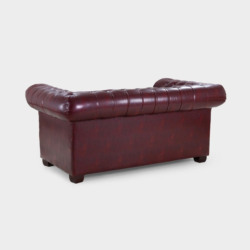 Classic Oxblood Antique Leather 2-Seater Chesterfield Sofa - Image 3